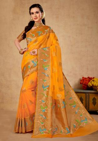 Picture of Alluring Organza Dark Orange Saree