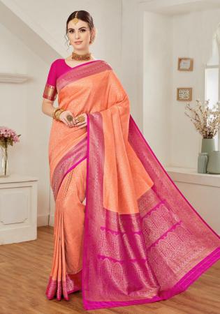 Picture of Beautiful Silk Salmon Saree