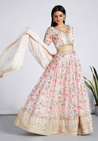 Picture of Amazing Organza Beige Lehenga Choli