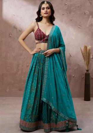 Picture of Pleasing Organza Dark Slate Grey Lehenga Choli