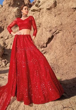 Picture of Admirable Georgette & Net Fire Brick Lehenga Choli