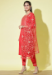 Picture of Pleasing Cotton Fire Brick Readymade Salwar Kameez