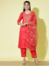 Picture of Pleasing Cotton Fire Brick Readymade Salwar Kameez