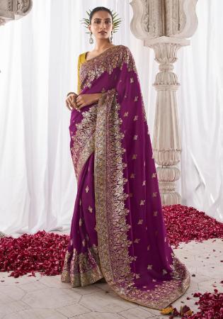 Picture of Graceful Silk Dark Magenta Saree