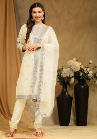 Picture of Appealing Georgette Beige Straight Cut Salwar Kameez