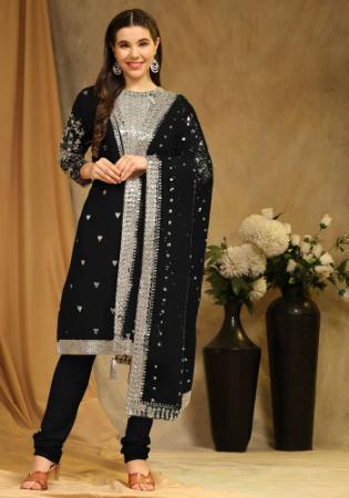 Picture of Splendid Georgette Black Straight Cut Salwar Kameez