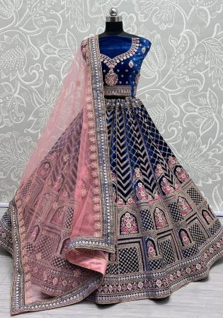 Picture of Ideal Satin Navy Blue Lehenga Choli