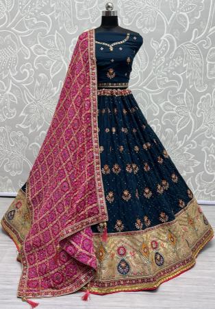 Picture of Lovely Silk Midnight Blue Lehenga Choli