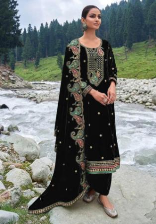 Picture of Nice Crepe Black Straight Cut Salwar Kameez