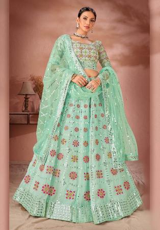 Picture of Georgette & Net Dark Sea Green Lehenga Choli