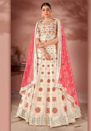 Picture of Alluring Georgette & Net Floral White Lehenga Choli