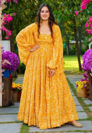 Picture of Amazing Georgette Golden Rod Readymade Gown