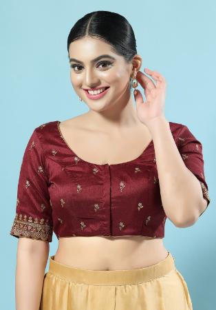 Picture of Well Formed Silk Maroon Designer Blouse