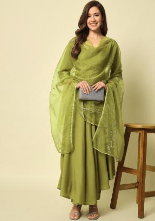 Picture of Stunning Rayon Dark Khaki Readymade Salwar Kameez