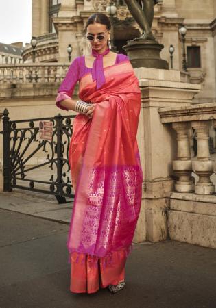 Picture of Marvelous Silk Indian Red Saree