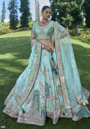 Picture of Fascinating Silk Light Steel Blue Lehenga Choli