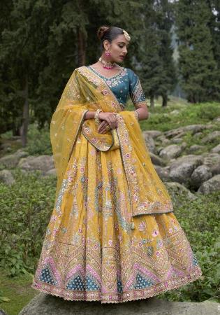 Picture of Shapely Silk Golden Rod Lehenga Choli