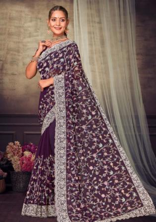 Picture of Marvelous Georgette Purple Saree