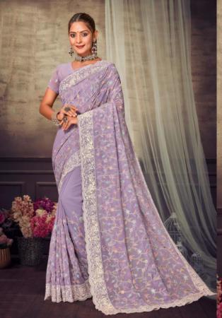 Picture of Elegant Georgette Light Slate Grey Saree