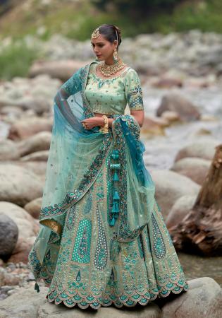 Picture of Magnificent Silk Dark Sea Green Lehenga Choli