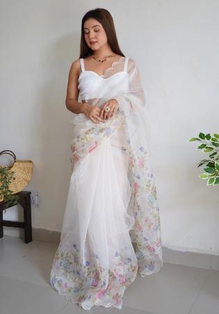 Picture of Lovely Organza White Saree