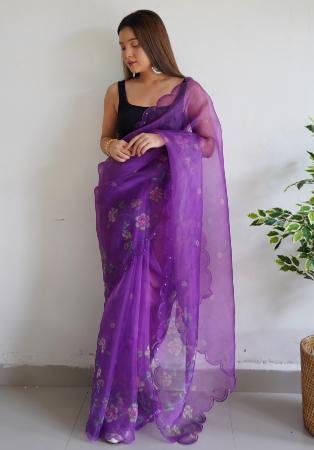 Picture of Grand Organza Purple Saree