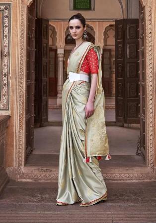 Picture of Pretty Satin & Silk Rosy Brown Saree