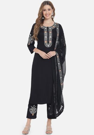 Picture of Magnificent Rayon Black Readymade Salwar Kameez