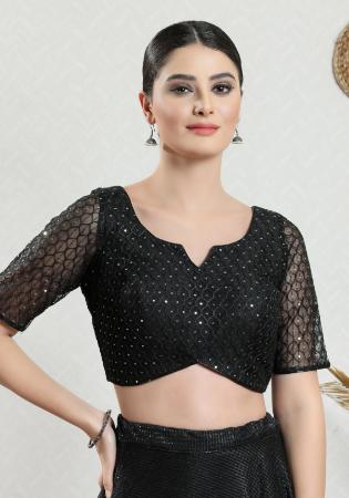 Picture of Marvelous Net & Silk Black Designer Blouse