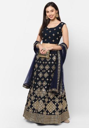 Picture of Pleasing Georgette Navy Blue Lehenga Choli