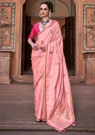 Picture of Classy Satin & Silk Dark Salmon Saree