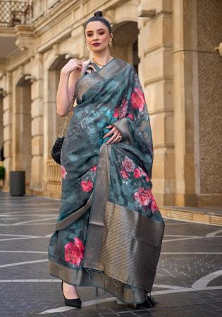 Picture of Stunning Silk Slate Grey Saree