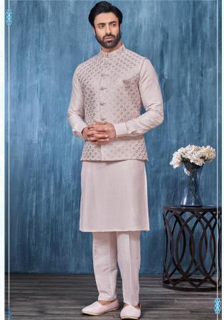 Picture of Excellent Silk Light Grey Kurtas