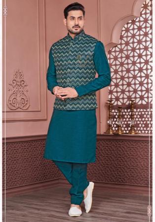 Picture of Fascinating Silk Teal Kurtas