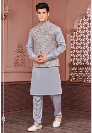 Picture of Nice Silk Light Slate Grey Kurtas