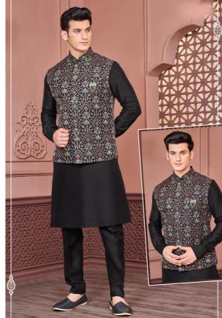 Picture of Statuesque Silk Black Kurtas