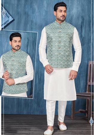 Picture of Beautiful Silk White Kurtas