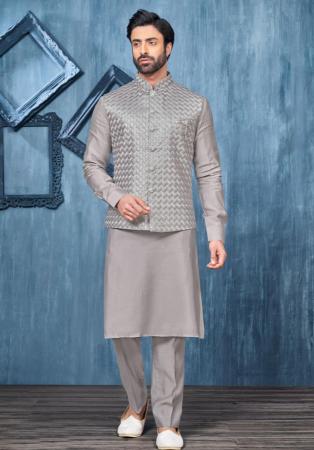 Picture of Comely Silk Dark Grey Kurtas