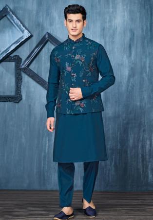 Picture of Fine Silk Midnight Blue Kurtas