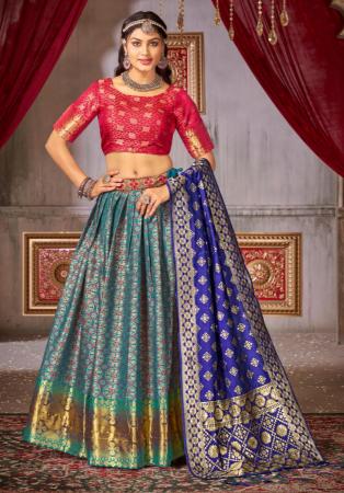 Picture of Taking Silk Light Slate Grey Lehenga Choli