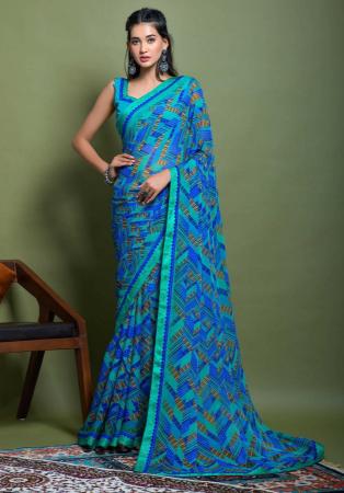 Picture of Grand Chiffon Light Sea Green Saree