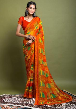 Picture of Lovely Chiffon Dark Golden Rod Saree