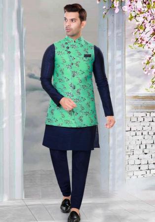 Picture of Fine Silk Navy Blue Kurtas