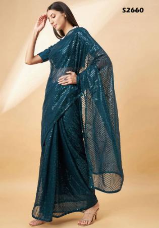 Picture of Fascinating Georgette Midnight Blue Saree