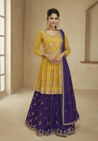 Picture of Georgette Golden Rod Straight Cut Salwar Kameez