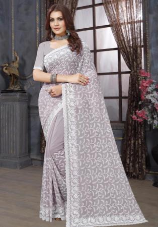 Picture of Amazing Georgette Dark Grey Saree