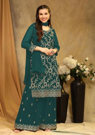 Picture of Georgette Dark Slate Grey Straight Cut Salwar Kameez