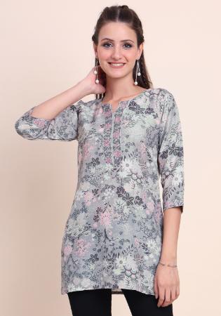 Picture of Statuesque Cotton Light Slate Grey Kurtis & Tunic