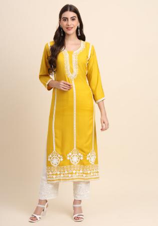 Picture of Superb Rayon Dark Golden Rod Kurtis & Tunic