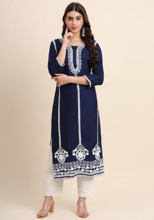 Picture of Marvelous Rayon Dark Slate Blue Kurtis & Tunic